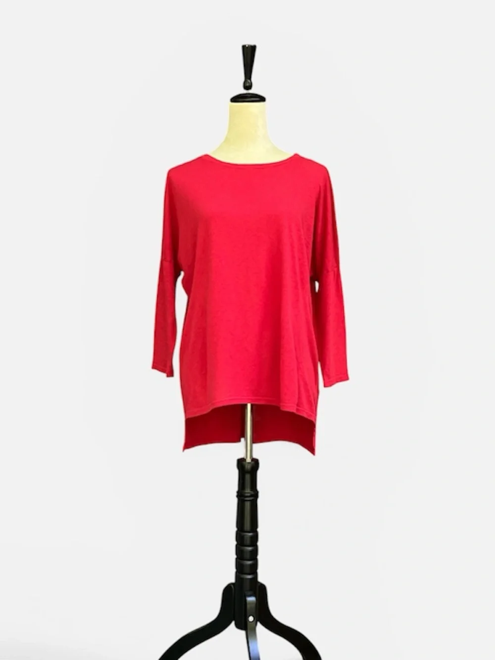 Michael Stars "Madison" Boatneck 3/4 Sleeve Tee in Red OS - Picture 2 of 8